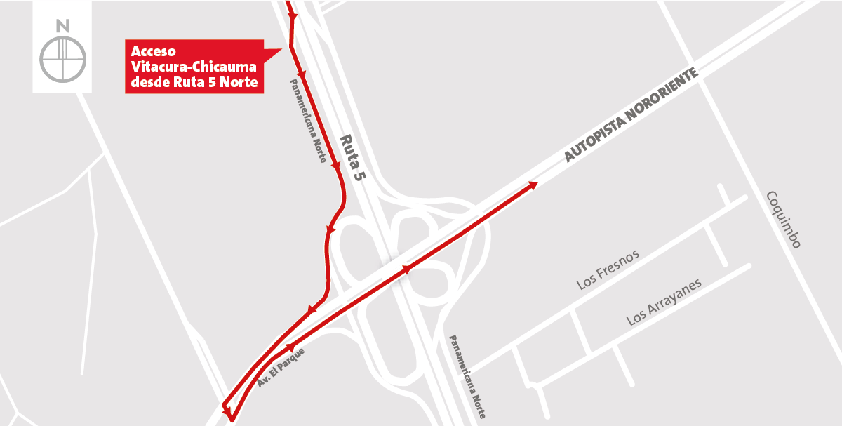 Cierre ingreso Ruta 5 Norte hacia autopista Nororiente