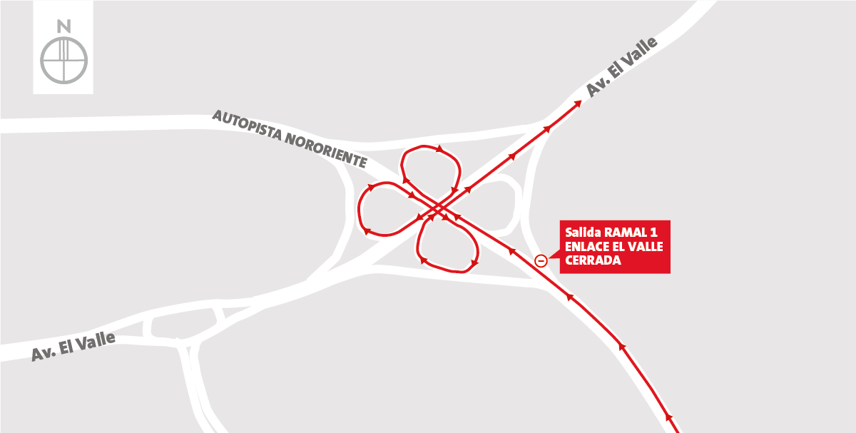 Cierre salida a Piedra Roja, Enlace El Valle desde autopista Nororiente