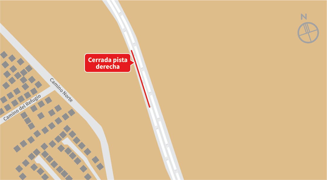 Cierre pista derecha al oriente, sector Enlace Del Valle – Plaza de Peaje, Colina