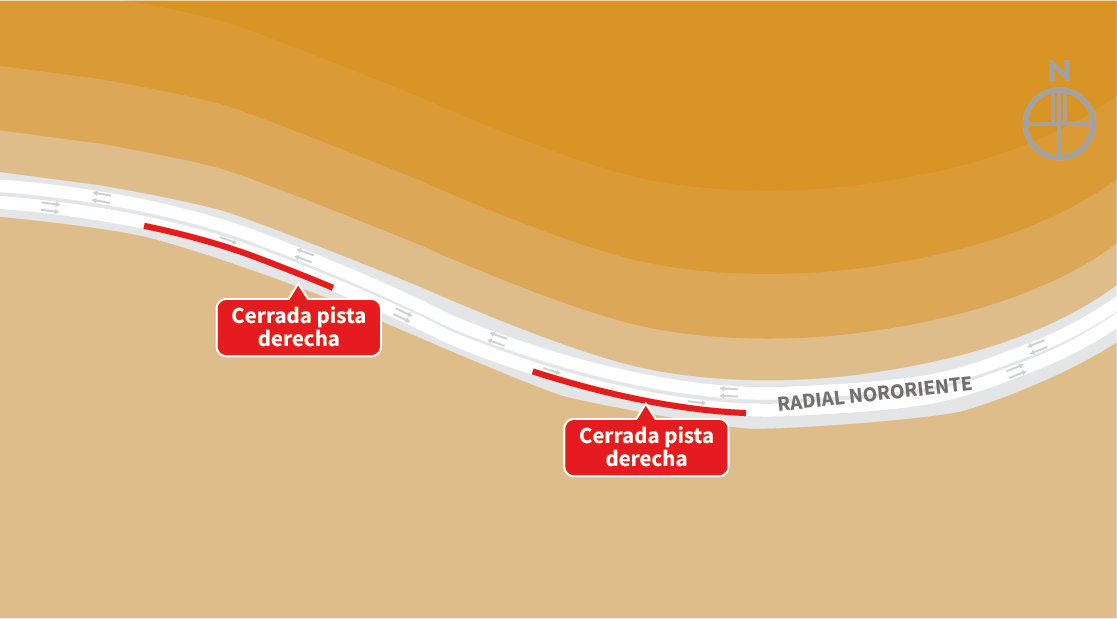 Cierre pista derecha al oriente, sector Plaza de Peaje, Colina