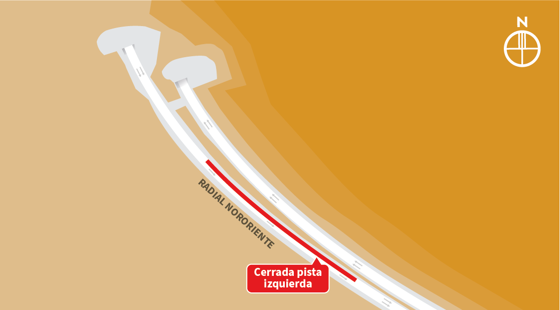 Cierre pista izquierda al oriente, sector Túnel Chamisero, Colina