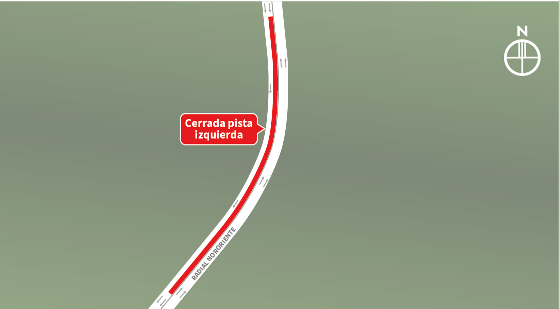 Cierre pista izquierda al oriente, sector Viaducto Arquitecto Cruz, Colina