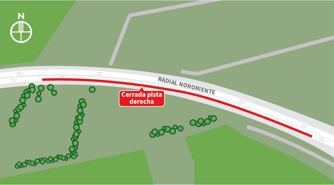 Cierre pista derecha al oriente, sector Paso Superior C.S Oriente, Colina